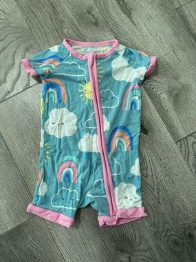 Little Sleepies Pink Trim Blue Sleep Zip Romper